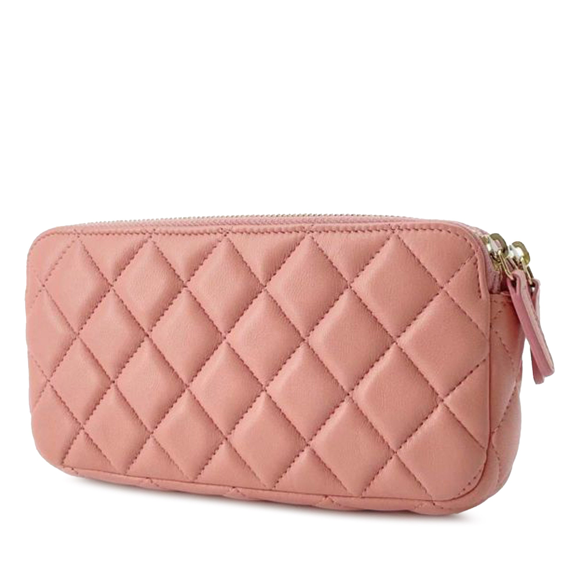 Chanel CC Lambskin Double Zip Wallet on Chain Crossbody Bag