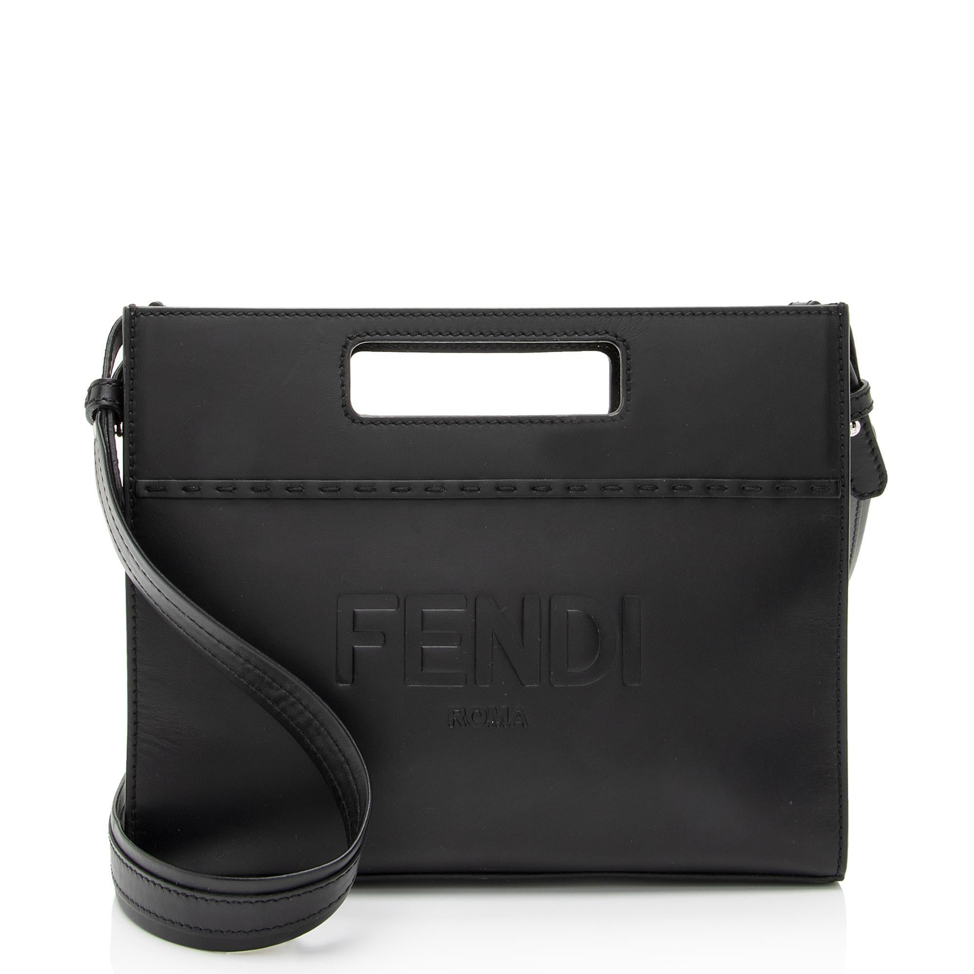Fendi Calfskin Cutout Handle Mini Shopper Tote