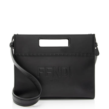 Fendi Calfskin Cutout Handle Mini Shopper Tote