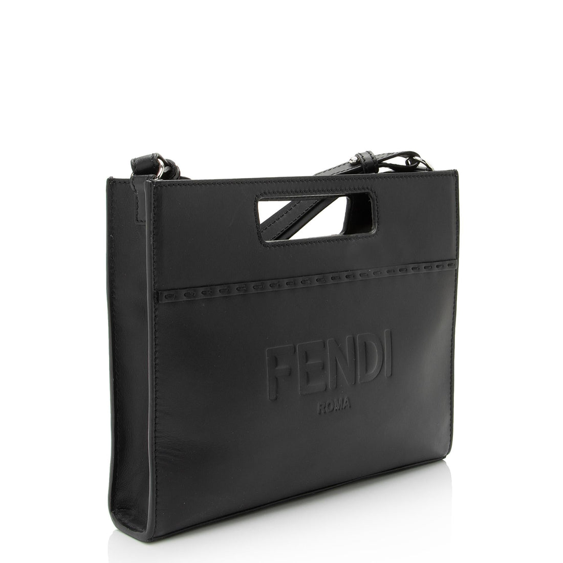 Fendi Calfskin Cutout Handle Mini Shopper Tote