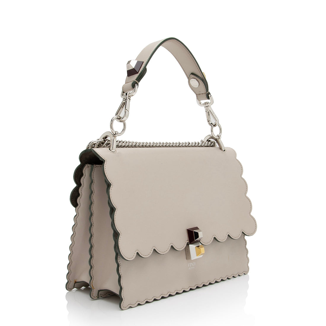 Fendi Calfskin Studded Kan I Medium Shoulder Bag