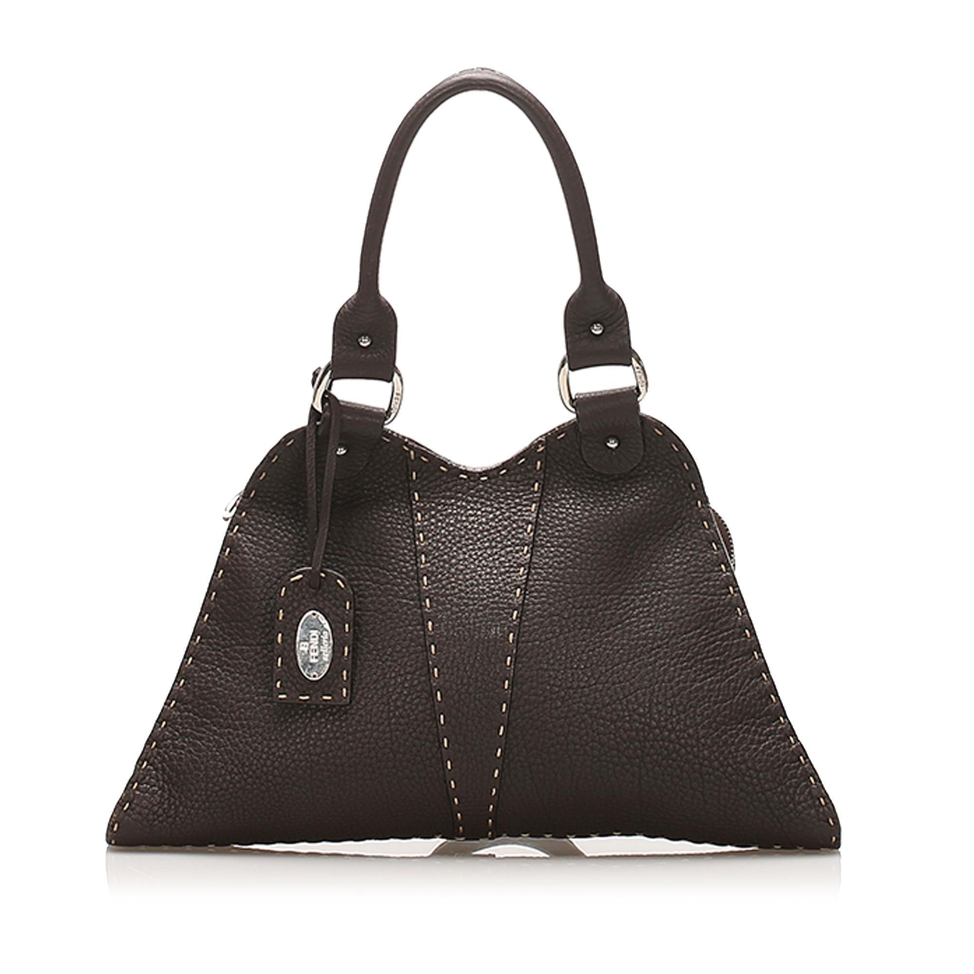 Fendi Devil Trapezio Leather Tote Bag