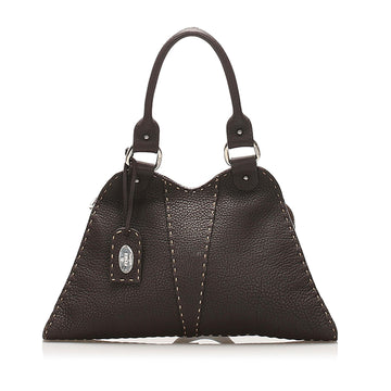 Fendi Devil Trapezio Leather Tote Bag