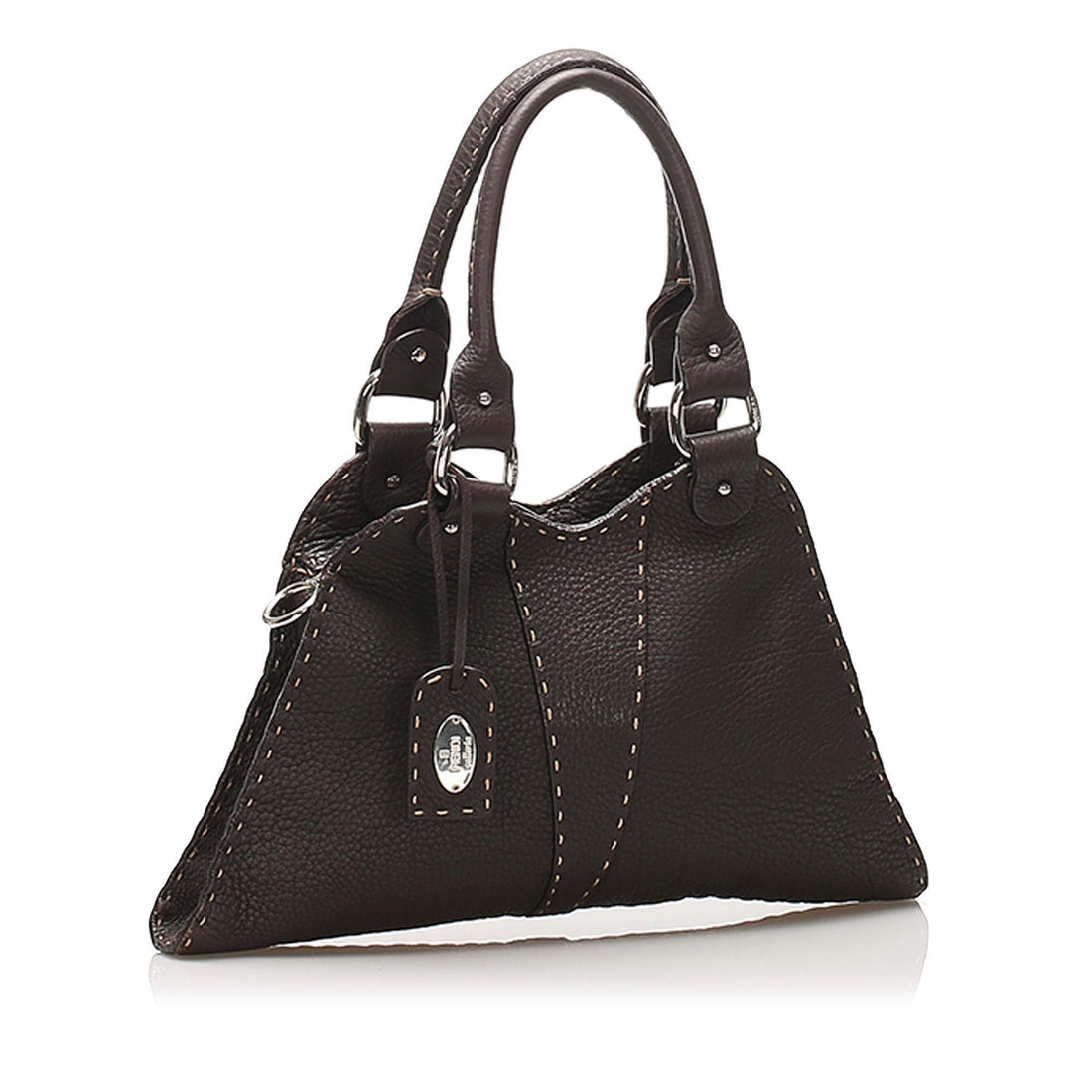 Fendi Devil Trapezio Leather Tote Bag