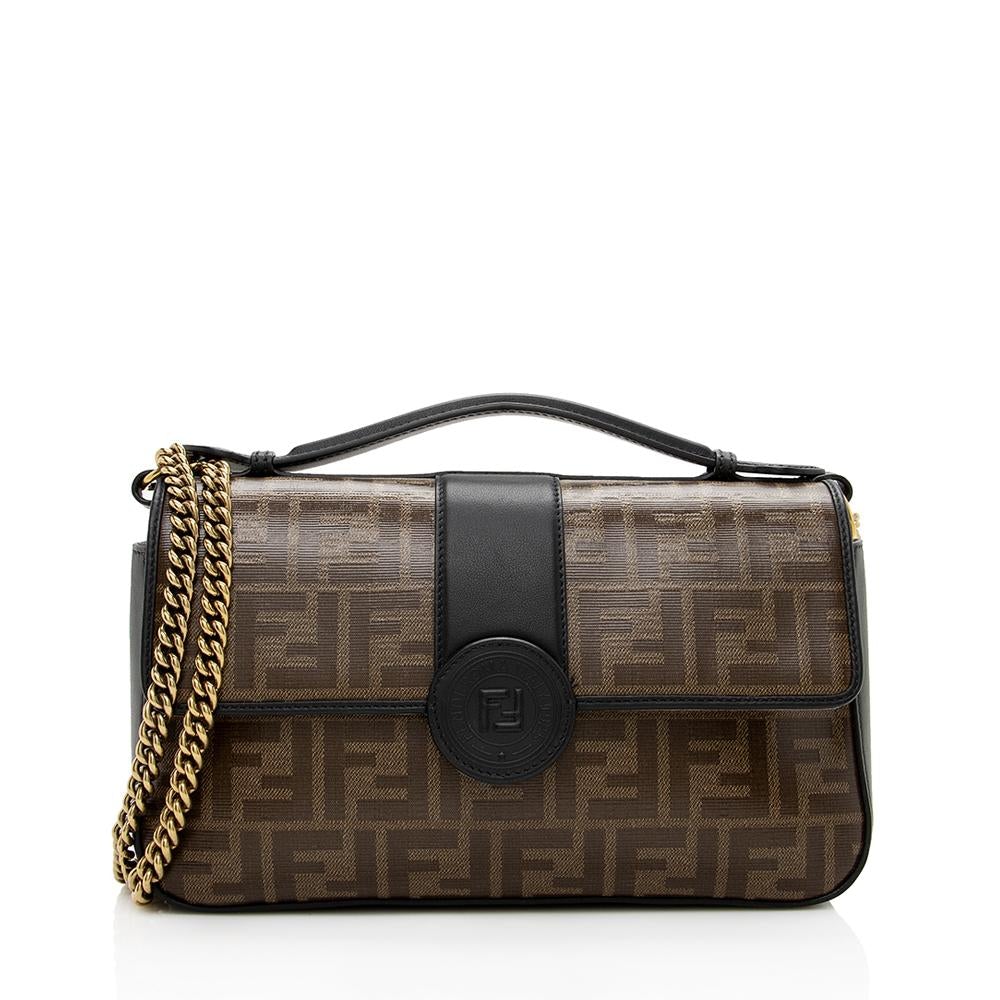 Fendi FF Coated Canvas Double F Shoulder Bag