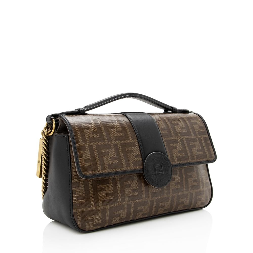 Fendi FF Coated Canvas Double F Shoulder Bag