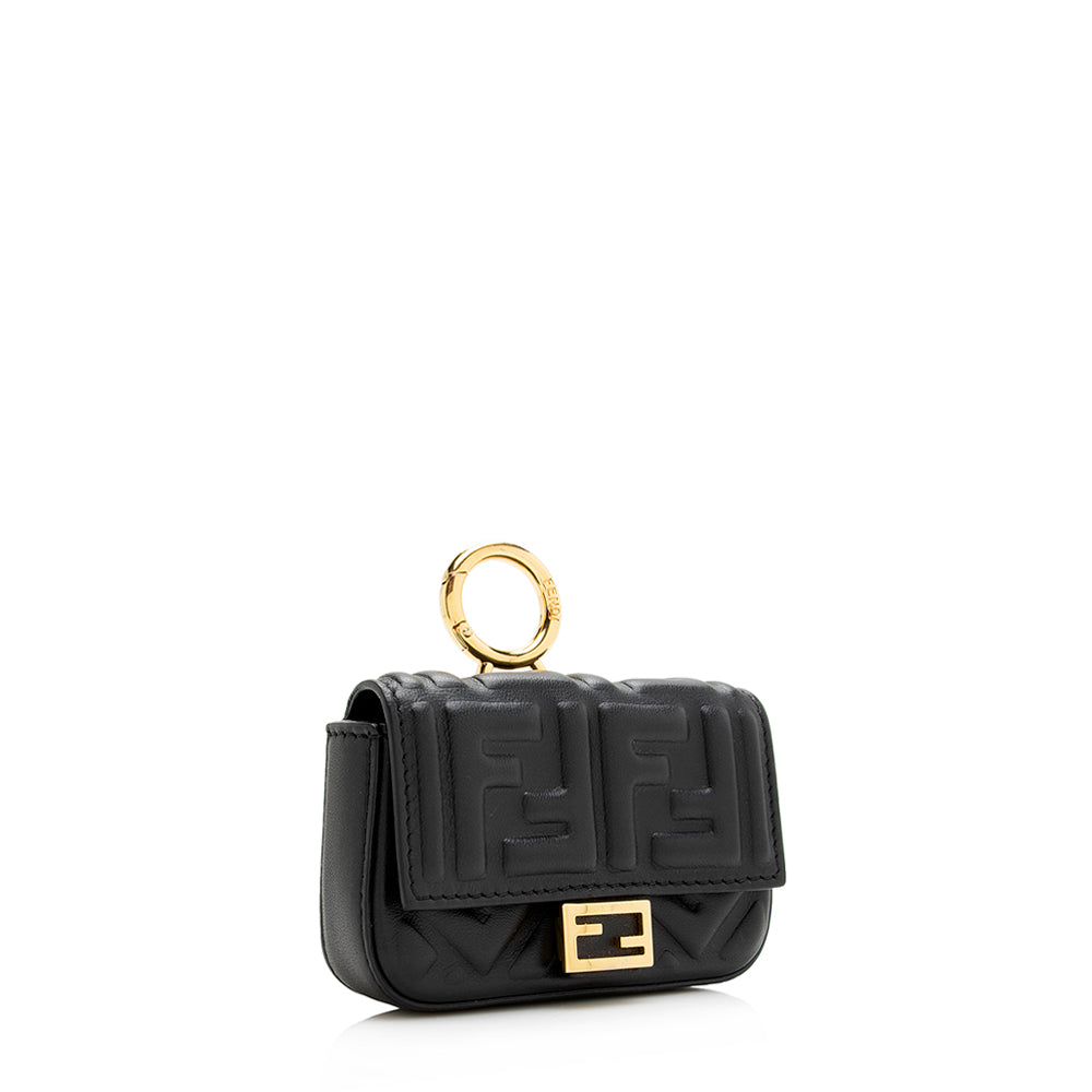 Fendi FF Embossed Nano Baguette Charm Crossbody Bag