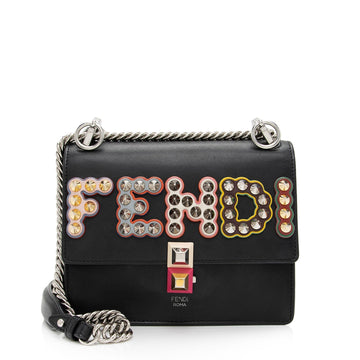 Fendi Leather Studded Kan I Small Shoulder Bag