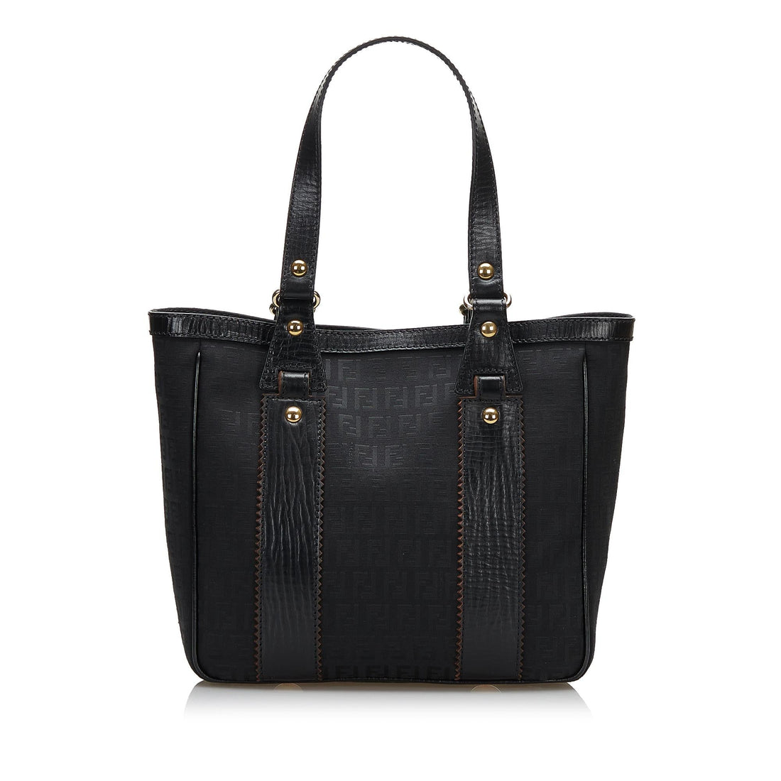 Fendi Leather-Trimmed Zucchino Tote (SHG-36075)