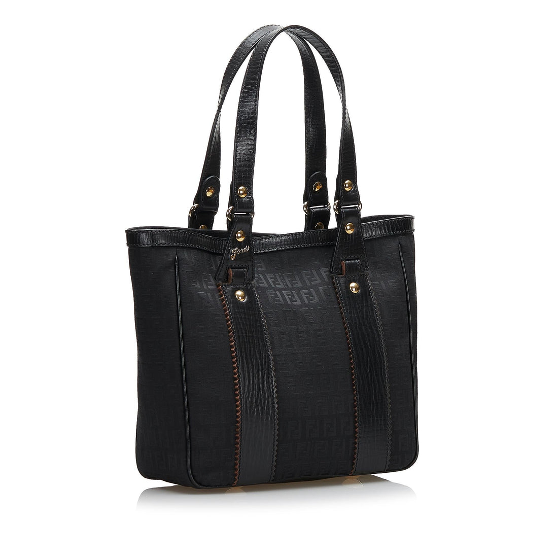 Fendi Leather-Trimmed Zucchino Tote