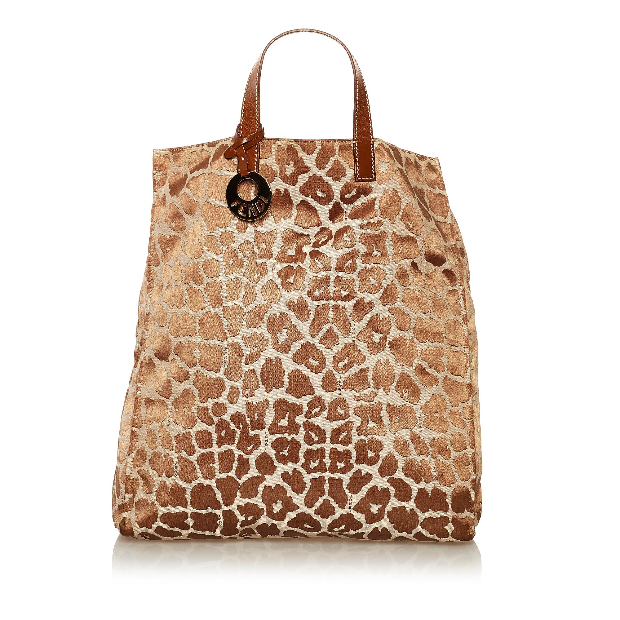 Fendi Leopard Print Canvas Tote Bag