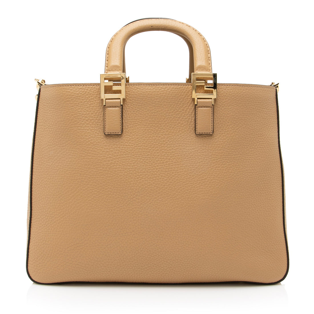 Fendi Calfskin Romano Selleria FF Handle Medium Tote (SHF-23375)