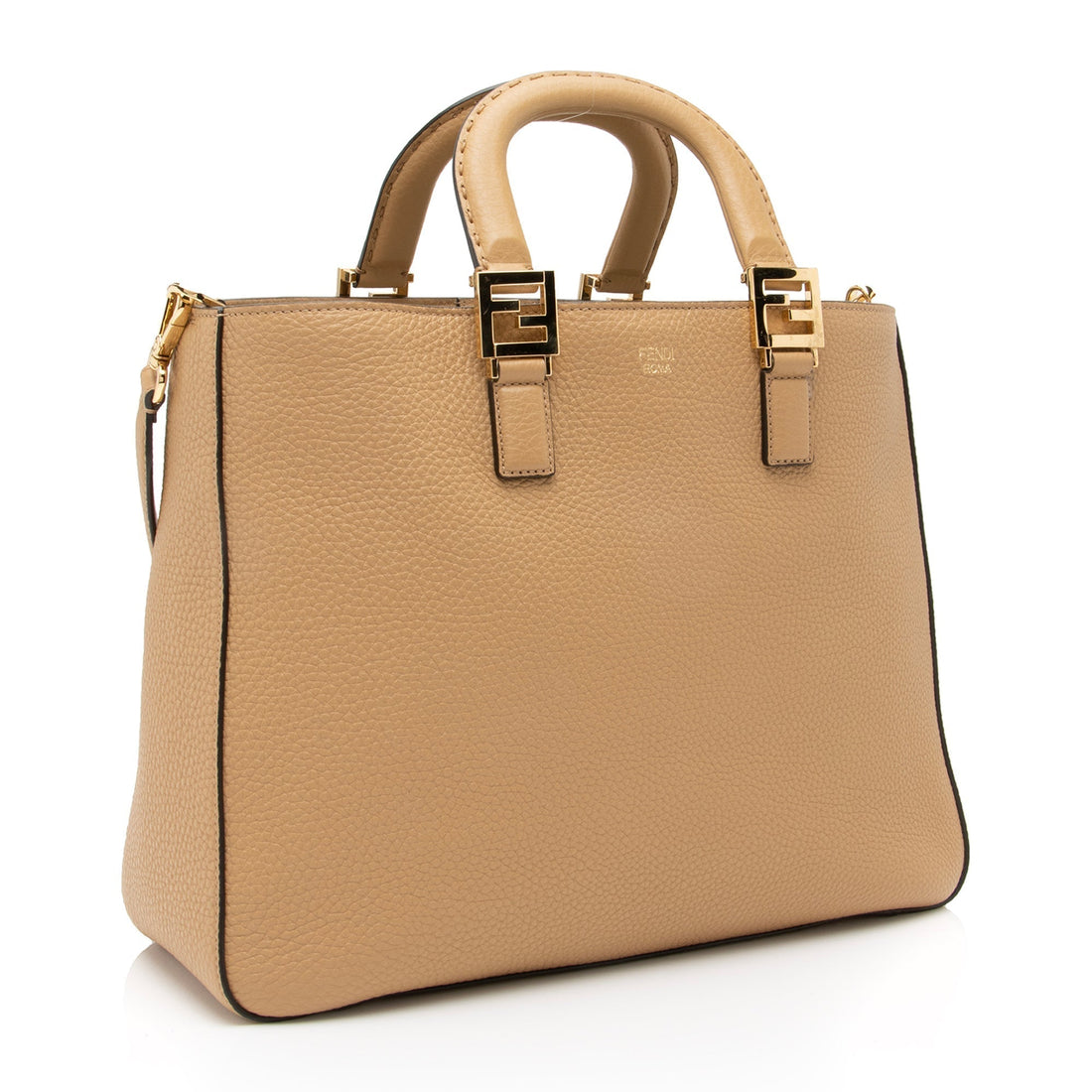 Fendi Calfskin Romano Selleria FF Handle Medium Tote