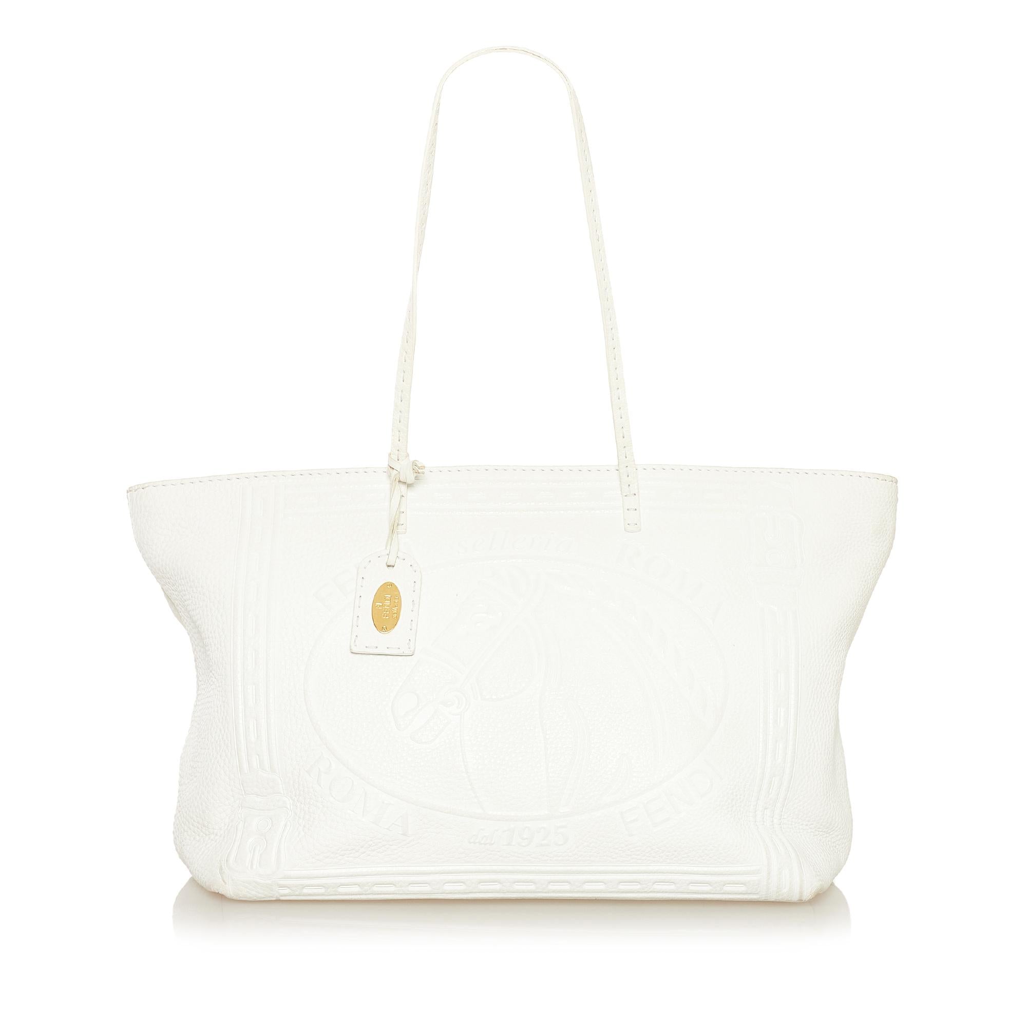 Fendi Selleria Embossed Leather Tote Bag