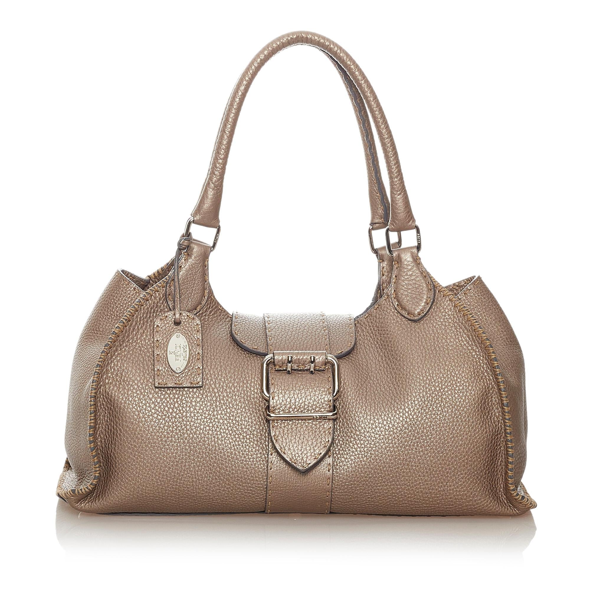 Fendi Selleria Sporty Leather Shoulder Bag