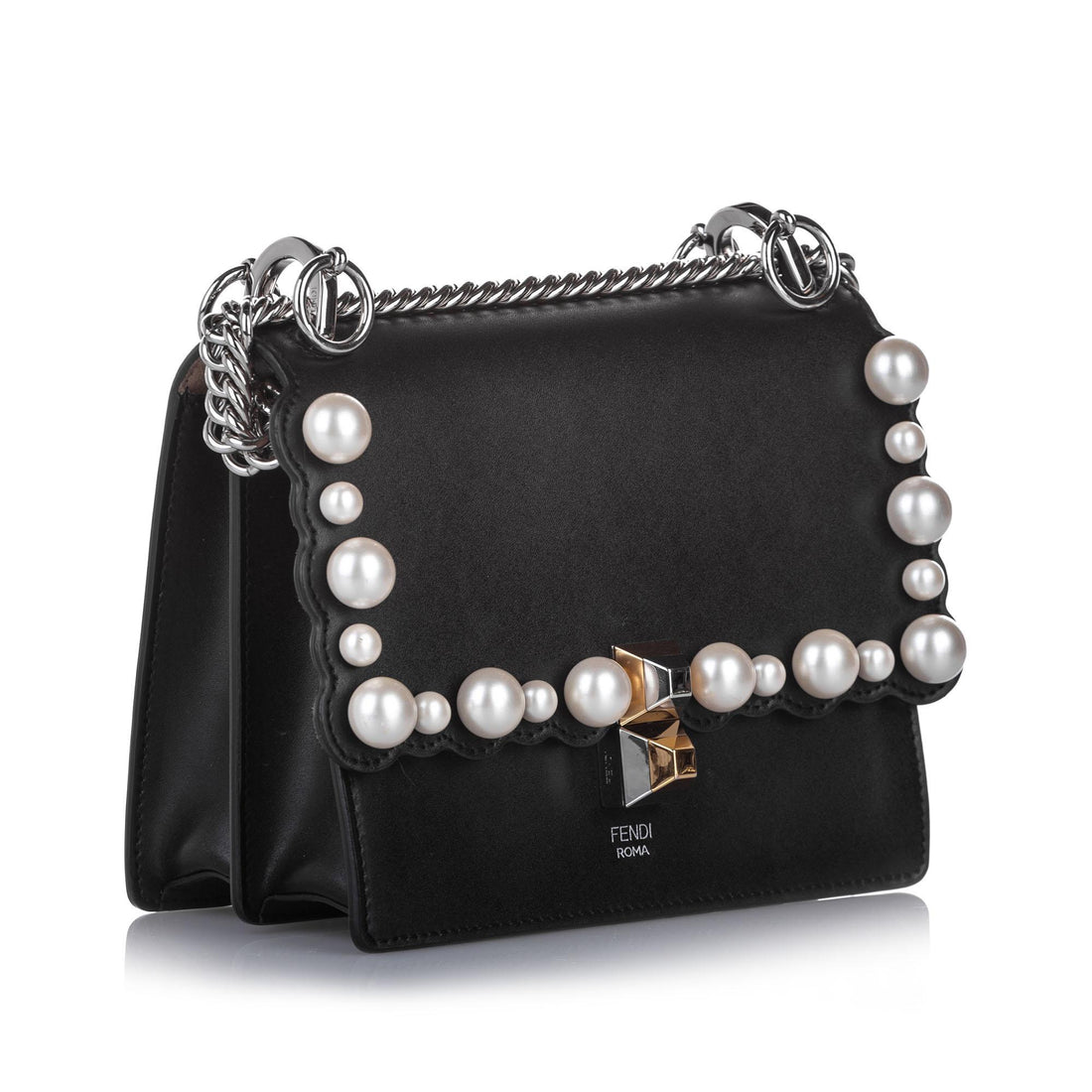 Fendi Small Kan I Pearl Leather Crossbody Bag (SHG-10384)