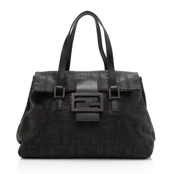 Fendi Woven Zucca Leather Forever Large Shoulder Bag