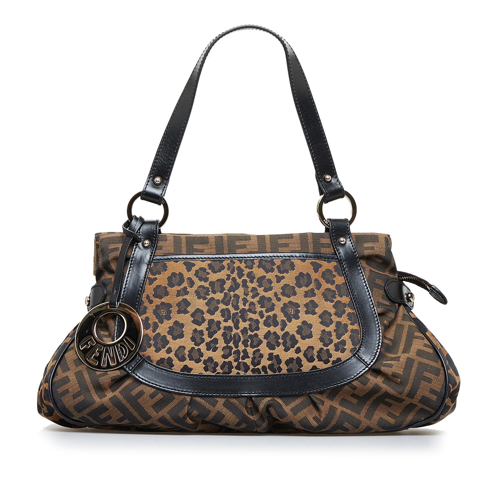 Fendi Zucca Chef Leopard Shoulder Bag
