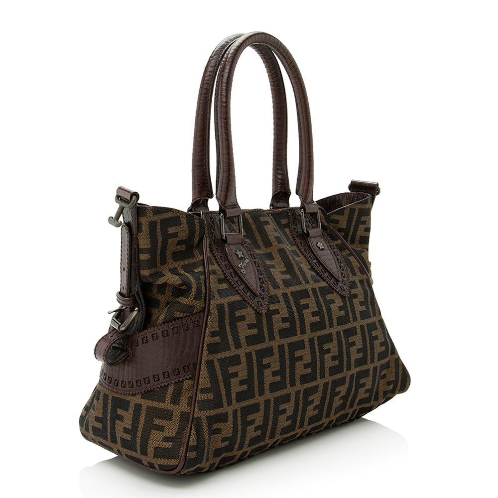 Fendi Zucca Leather Du Jour Small Tote