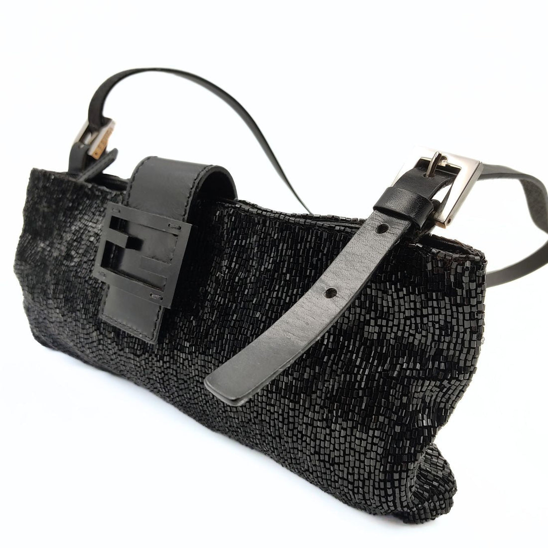 FENDI baguette shoulder bag in coral and black leather