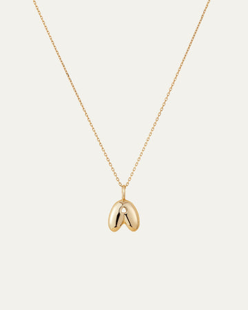 14K Gold Bubble Letter Necklace - A