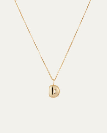 14K Gold Bubble Letter Necklace - D