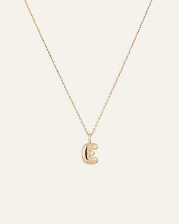 14K Gold Bubble Letter Necklace - E
