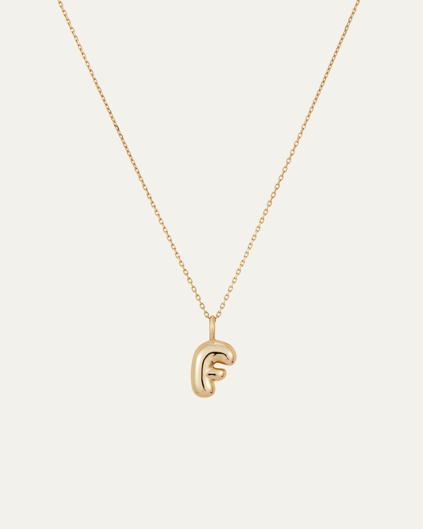 14K Gold Bubble Letter Necklace - F