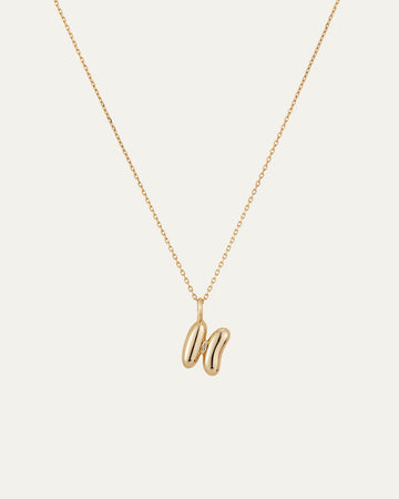 14K Gold Bubble Letter Necklace - H