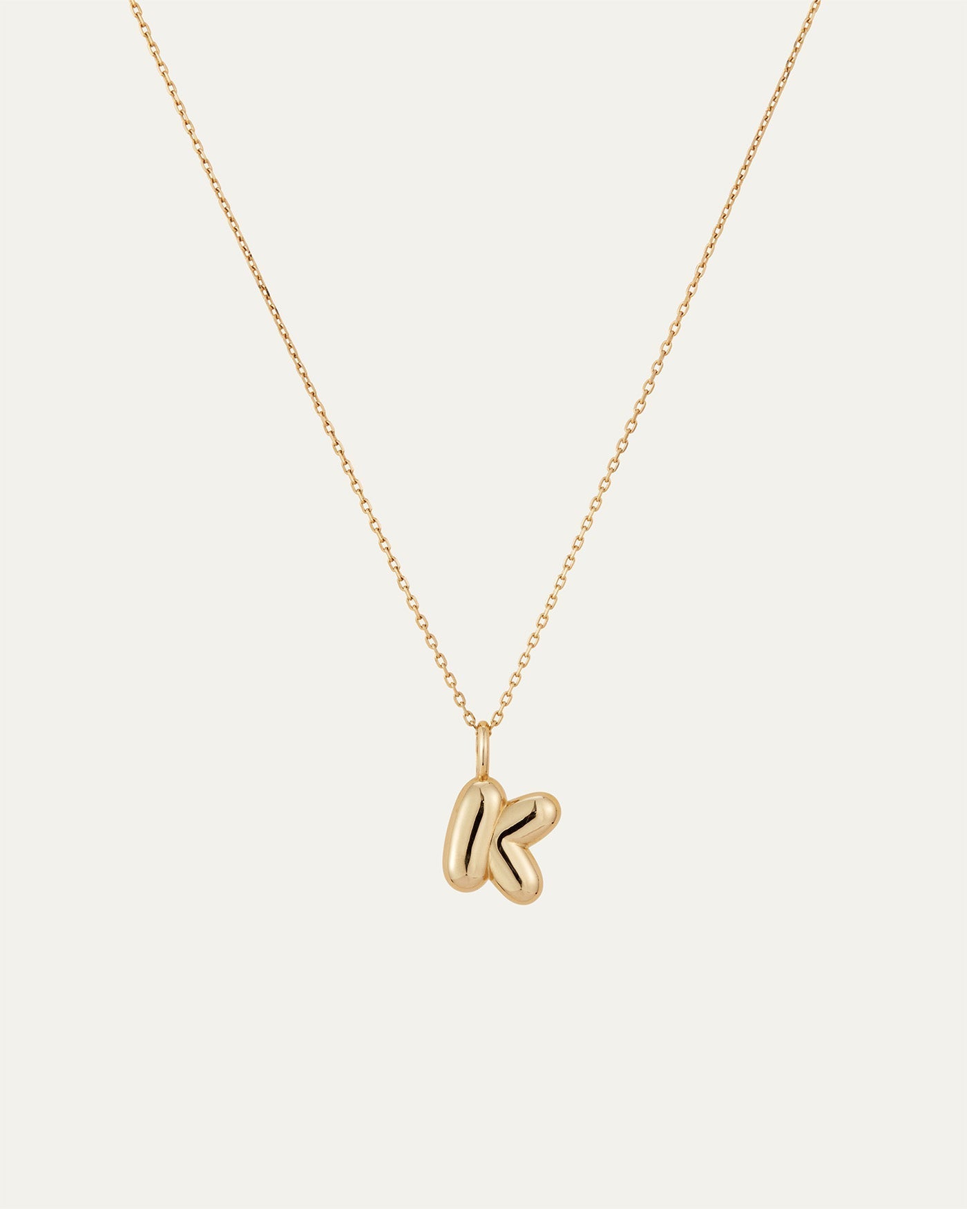 14K Gold Bubble Letter Necklace - K