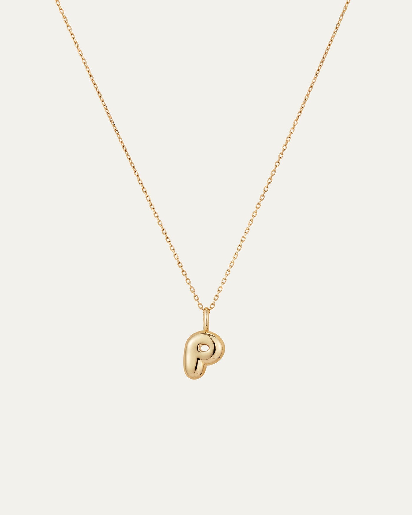 14K Gold Bubble Letter Necklace - P