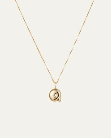14K Gold Bubble Letter Necklace - Q