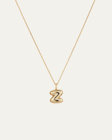 14K Gold Bubble Letter Necklace - Z