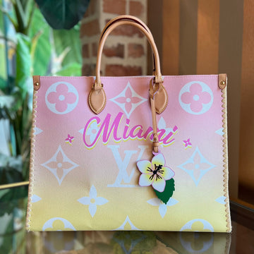 LOUIS VUITTON On The Go GM Light Pink Yellow Giant Monogram Canvas By The Pool Tote Bag