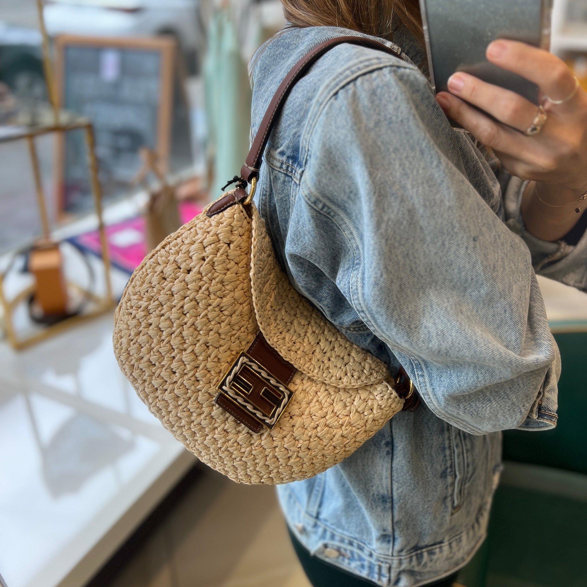 Raffia shoulder bag