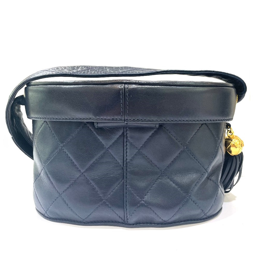 CHANEL Shoulder Bag lambskin Navy CC COCO Mark Matrasse Women Used