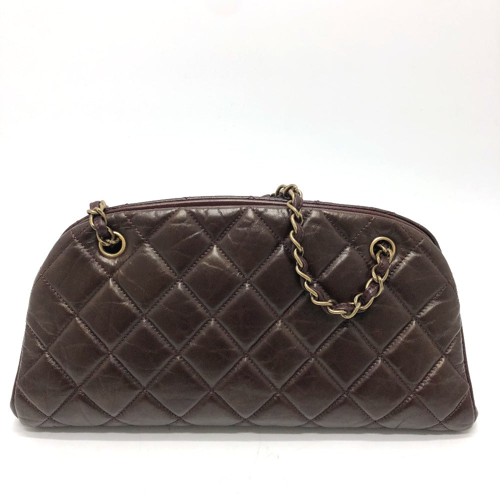 CHANEL Tote Bag lambskin Brown CC COCO Mark Matrasse Women Used