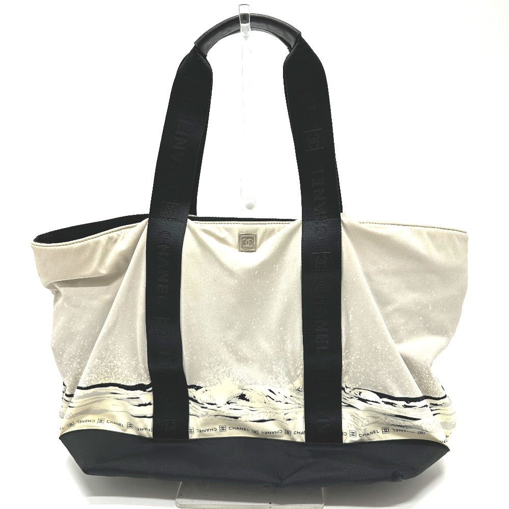 CHANEL Tote Bag Nylon gray COCO Mark High summer Women Used