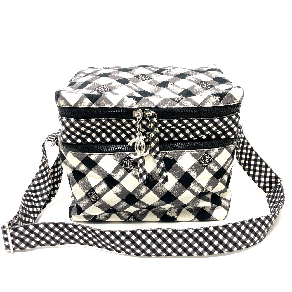 CHANEL Shoulder Bag canvas white Check COCO Mark Cooler bag Women Used