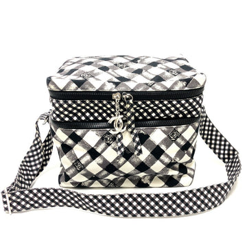 CHANEL Shoulder Bag canvas white Check COCO Mark Cooler bag Women Used