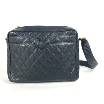 CHANEL Shoulder Bag Caviar skin black Vintage CC COCO Mark quilting matelasse Women Used