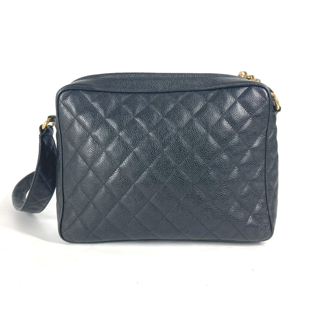 CHANEL Shoulder Bag Caviar skin black Vintage CC COCO Mark quilting matelasse Women Used