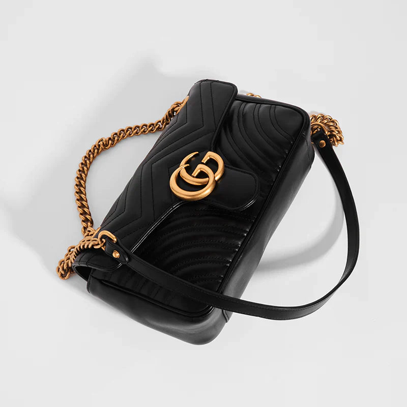 GUCCI GG Marmont Small Matelass� Shoulder Bag in Black