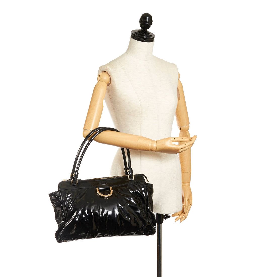 Gucci Abbey D-Ring Patent Leather Handbag