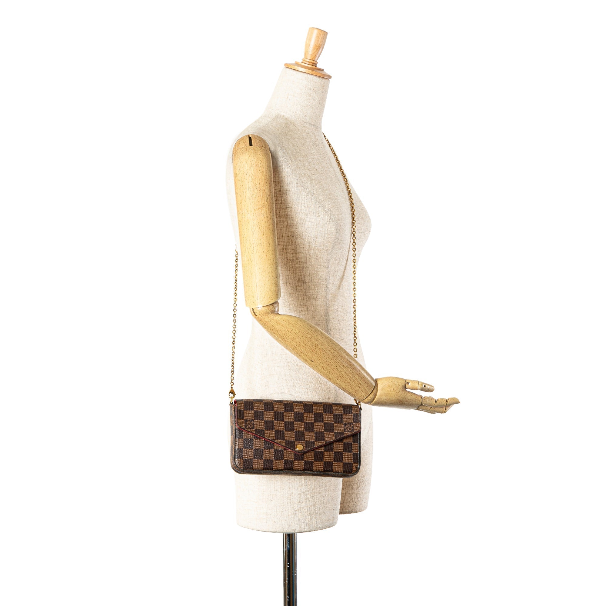 Brown Louis Vuitton Damier Ebene Pochette Felicie Crossbody Bag