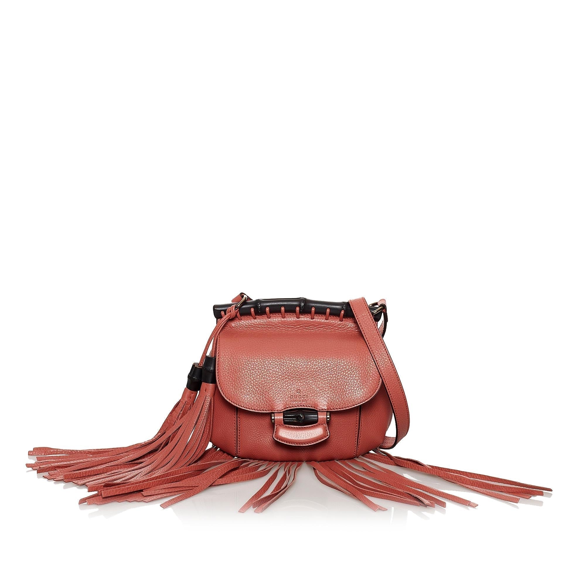 Gucci Bamboo Nouveau Fringe Leather Crossbody Bag
