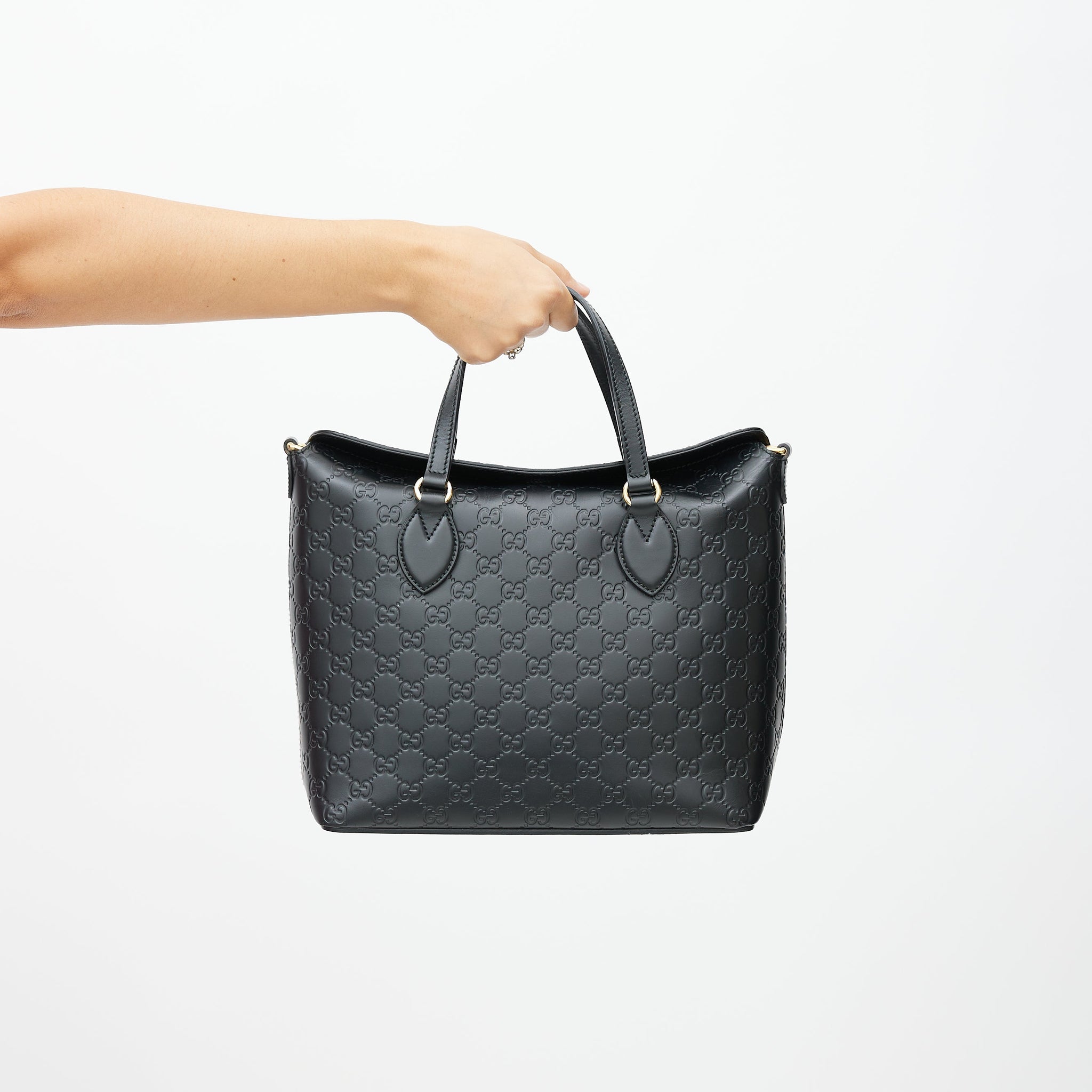 Black Guccissima Leather Foldover Shoulder Bag
