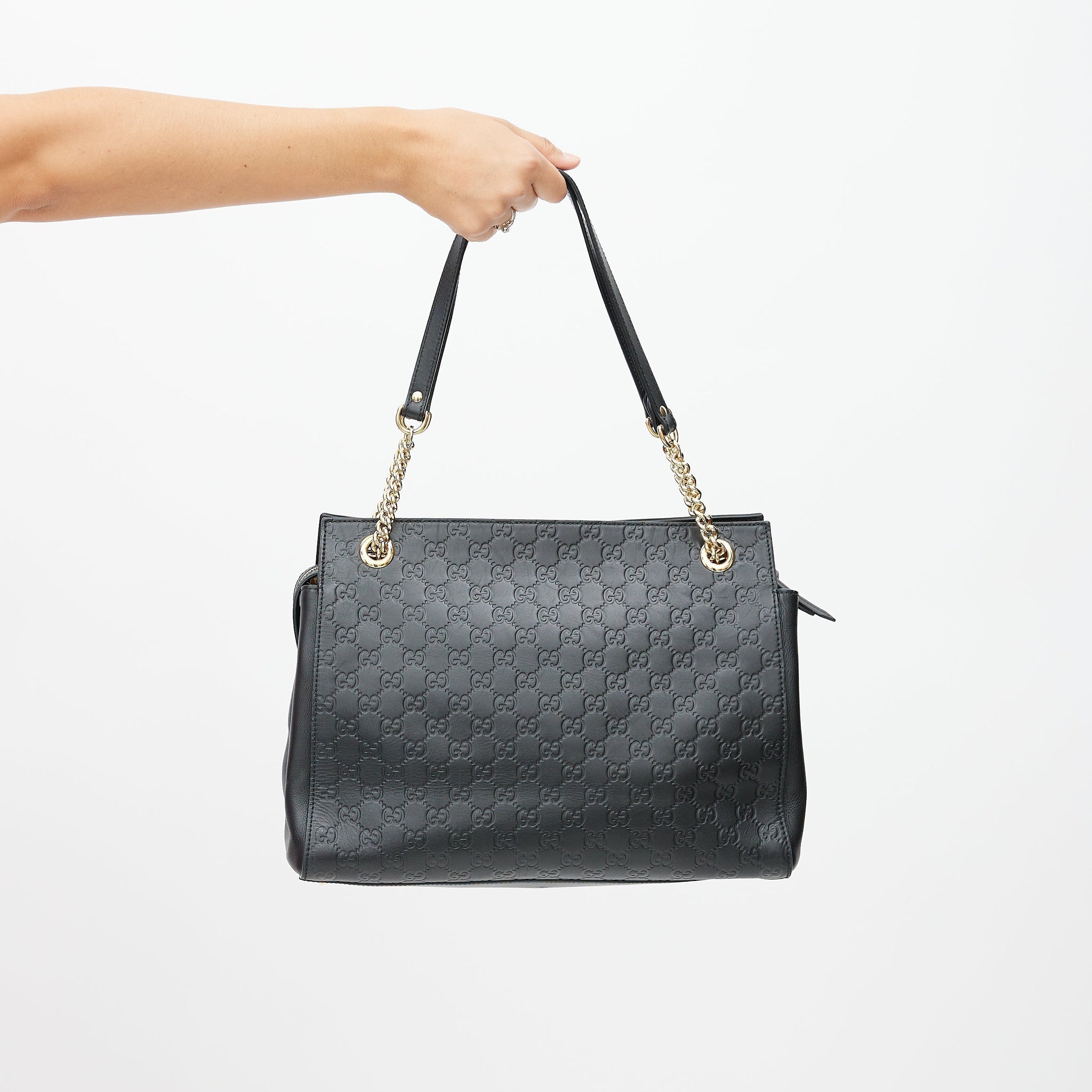 Black Signature Leather Guccissima Shoulder Bag