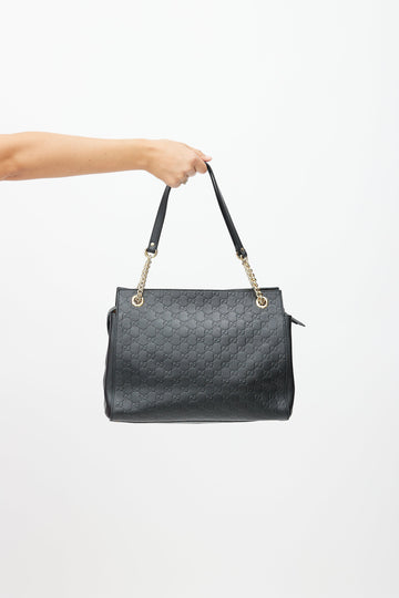 Black Signature Leather Guccissima Shoulder Bag