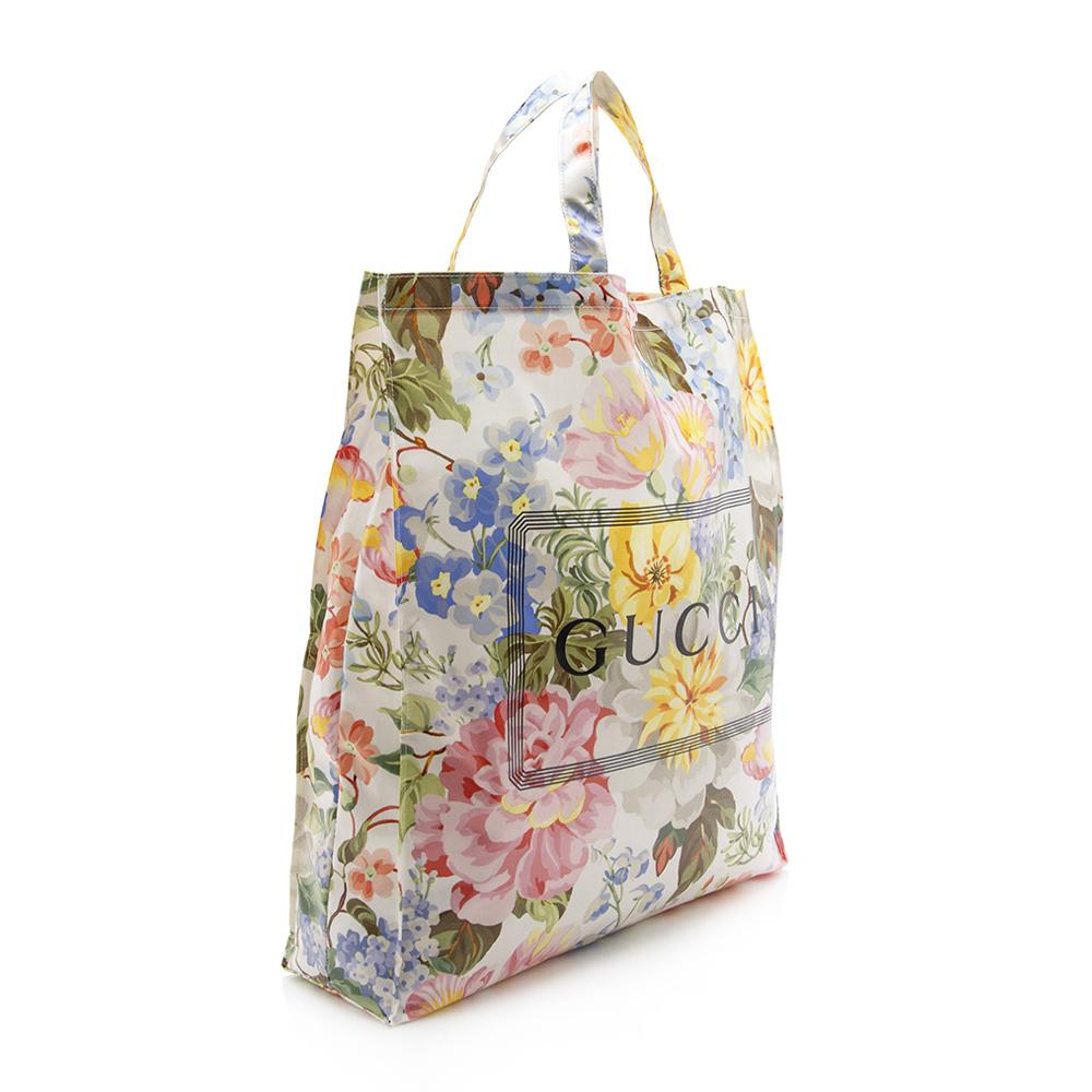 Gucci Coated Canvas Floral Logo Tote (SHF-13264)